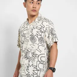 People By Pantaloons Beige Relaxed Fit Printed Shirt image 3