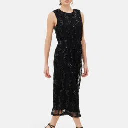 Kazo Black Silk Embellished Midi Dress image 3