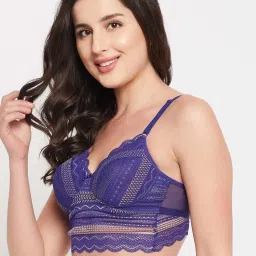 Clovia Blue Lace Work Bralette Bra image 3