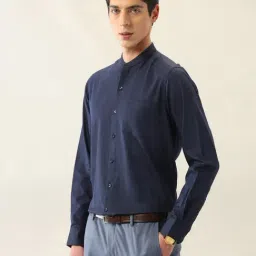 Arrow Blue Cotton Slim Fit Self Pattern Shirt image 3