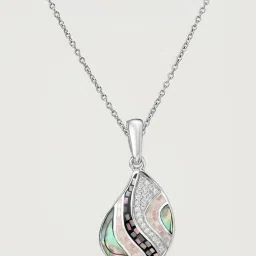 Mia by Tanishq 925 Silver Mother of Pearl Aqua Silver Pendant image 3