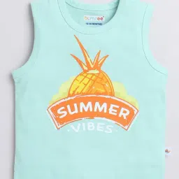 Bumzee Kids Mint Green & Peach Printed T-Shirt (Pack Of 2) image 4