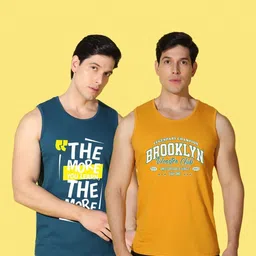 WOOSTRO Men Pack Of 2 Typography Printed Slim Fit T-shirt image 3