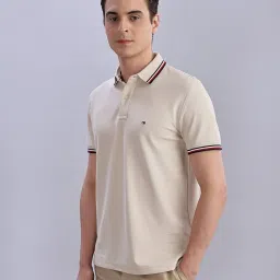 TOMMY HILFIGER Beige Regular Fit Solid T-Shirt image 3