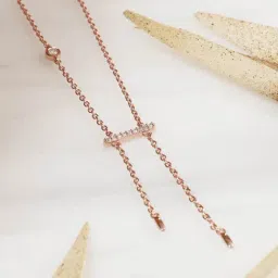 Praavy 92.5 Sterling Silver Pendulum Necklace in Rose Gold for Women-picture-21