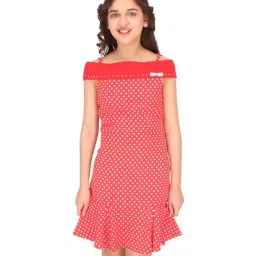 Cutecumber Kids Red Printed Casual Dress-image-28