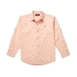Gini & Jony Kids Peach Cotton Printed Full Sleeves Shirt-picture-43