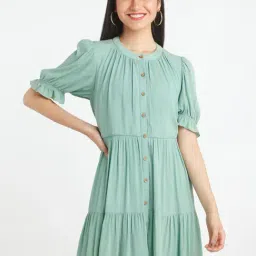 Zink London Mint Green A-Line Dress-image-19