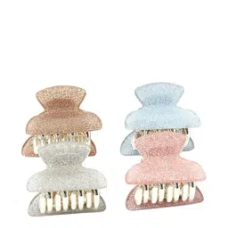 Accessorize London Multicolor Solid Hair Clutches Pack of 4-image-31