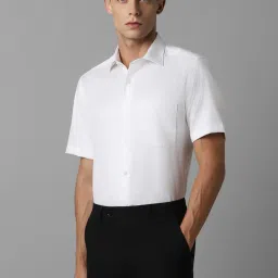 Louis Philippe White Cotton Regular Fit Checks Shirt image 3