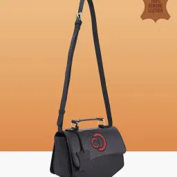 Caprese Black Minimal Faux Leather Shoulder Bag image 3