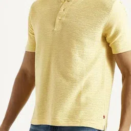 Levi's Men's Self Design Yellow Slim Fit T-Shirt image 5