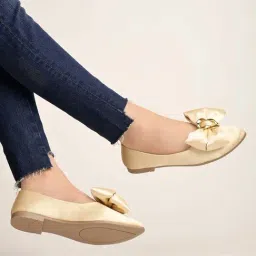 Shoetopia Kids Gold Flat Ballets-picture-33