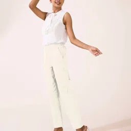 Go Colors! Off-White Mid Rise Formal Trousers image 3