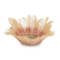 Pure Home and Living Gold & Light Pink Glass Papatya Flower Serving Bowl (Large) image 3