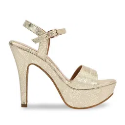 Rocia by Regal Women's Golden Ankle Strap Stilettos image 3