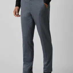 Van Heusen Grey Regular Fit Texture Trousers image 3