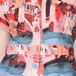 Vero Moda Pink & Blue Cotton Printed Playsuit image 5