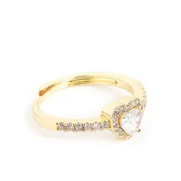 Carlton London Gold-Plated CZ-Studded Heart-Shaped Adjustable Finger Ring-picture-48