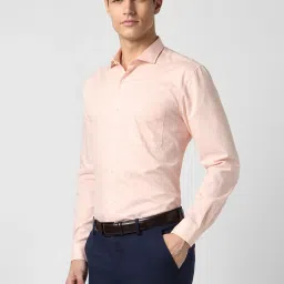 Peter England Peach Slim Fit Texture Shirt image 3