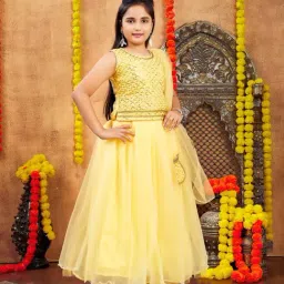 Aarika Girls Yellow Embroidered Lehenga Choli Set image 3