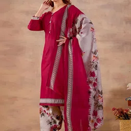 SIMPLYETHNIC Women Floral Regular Thread Work Kurta with Salwar & With Dupatta-picture-13