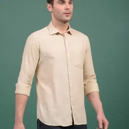Crimsoune Club Beige Blended Slim Fit Solid Shirt image 3