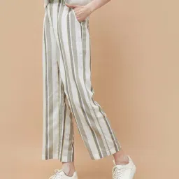Fame Forever By Lifestyle White Regular Fit Striped Trousers image 3