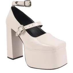 The White Pole Women's White Ankle Strap Sandals image 3
