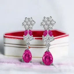 Rihi by P.C. Chandra Jewellers 925 Silver Pink Petal Bib Set for Women & Girls image 3