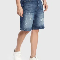 Bene Kleed Men Relaxed Distressed Denim Shorts image 3