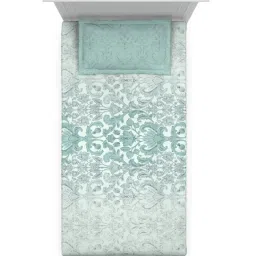 DDECOR Live beautiful Turquoise Cotton Ethnic 144 TC Single Flat Bedsheet with 1 Pillow Cover image 3