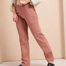 Mast & Harbour Women Straight Fit Cargo Style Jeans-picture-34