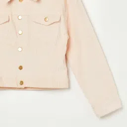 Fame Forever By Lifestyle Peach Regular Fit Textured Jacket image 3