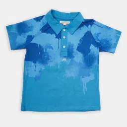 Angel & Rocket Kids Blue Cotton Printed Polo T-Shirt-picture-33