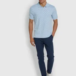 Ben Sherman Blue Buttoned Placket All Over Printed Regular Fit Polo T-Shirt image 5