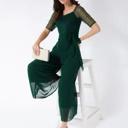 Miss Chase Green Embroidered Jumpsuit image 4