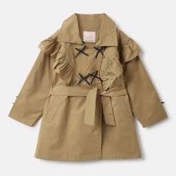 Blue Giraffe Girls Khaki Cotton Solid Full Sleeves Coat-picture-43