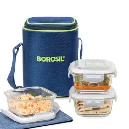 Borosil Blue Glass Lunch Box 320ml - Set of 3-picture-24