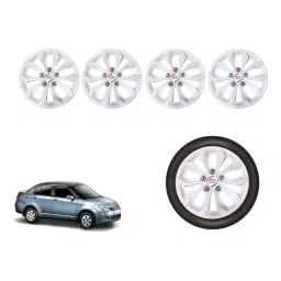 Auto Pearl White11_R Press Type Car Wheel Cover with Retention Ring 35.56 cm (14 Inch) Glossy White for Maruti Swift Dzire (Set of 4)-picture-31
