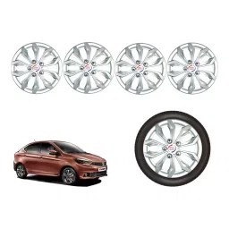 Auto Pearl Sil22_R Press Type Car Wheel Cover with Retention Ring 33.02 cm (13 Inch) Glossy Silver for Tata Tiago XE Petrol (Set of 4)-picture-23