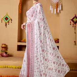 RACHNA White Poly Georgette Solid Sarees image 2