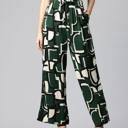 Popnetic Women Printed Loose Fit High-Rise Trousers-image-80