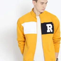Roadster Men Mustard Yellow Colourblocked Sweatshirt-image-72