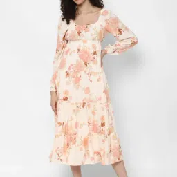 American Eagle Outfitters Beige Floral Print Blouson Dress-image-2
