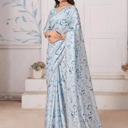 Saree Mall Blue Silk Printed Saree With Unstitched Blouse-picture-42