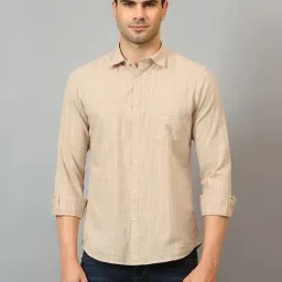 Cantabil Beige Regular Fit Check Shirt-picture-36