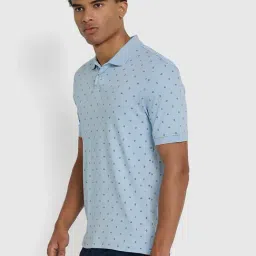 Ben Sherman Blue Buttoned Placket All Over Printed Regular Fit Polo T-Shirt image 3