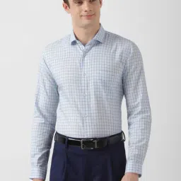 Peter England Blue Slim Fit Checks Shirt-picture-32