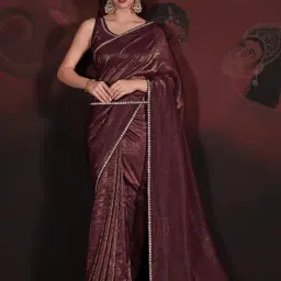 Saree Mall Maroon Embellished Saree With Unstitched Blouse-image-37